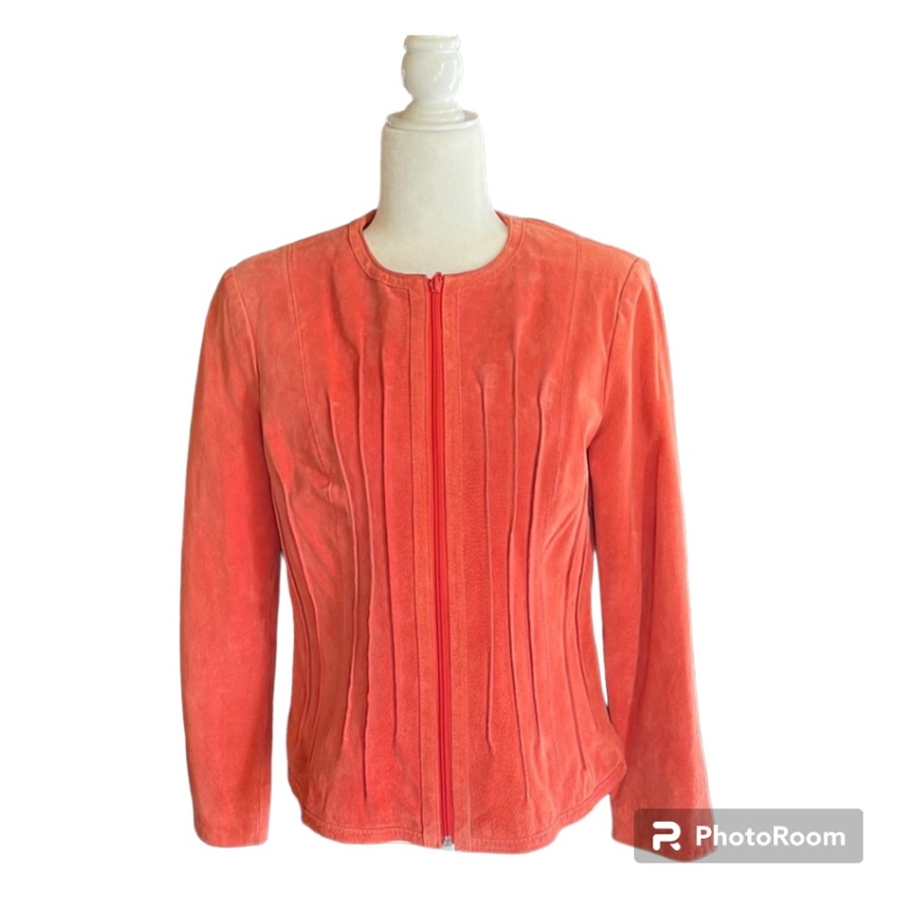 Vintage Yvonne le Marie by Revue Orange Suede Leather Jacket Size M